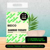 Bamboo Facial Tissues - 100 pulls | Pack of 6_