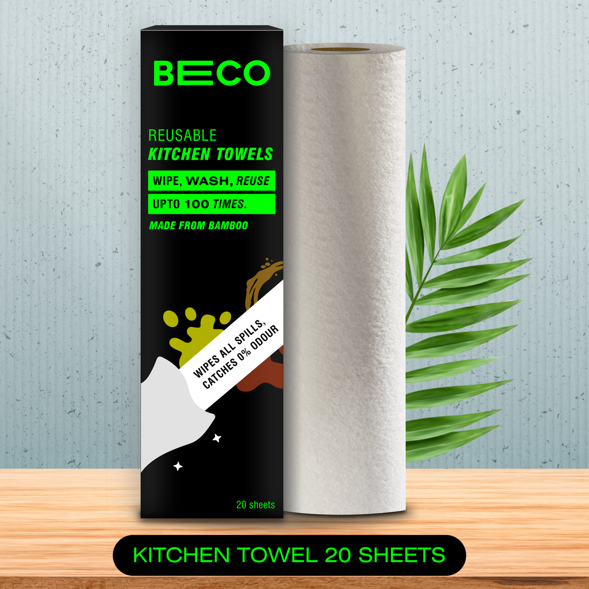 Reusable Bamboo Kitchen Towel - 20 Sheets