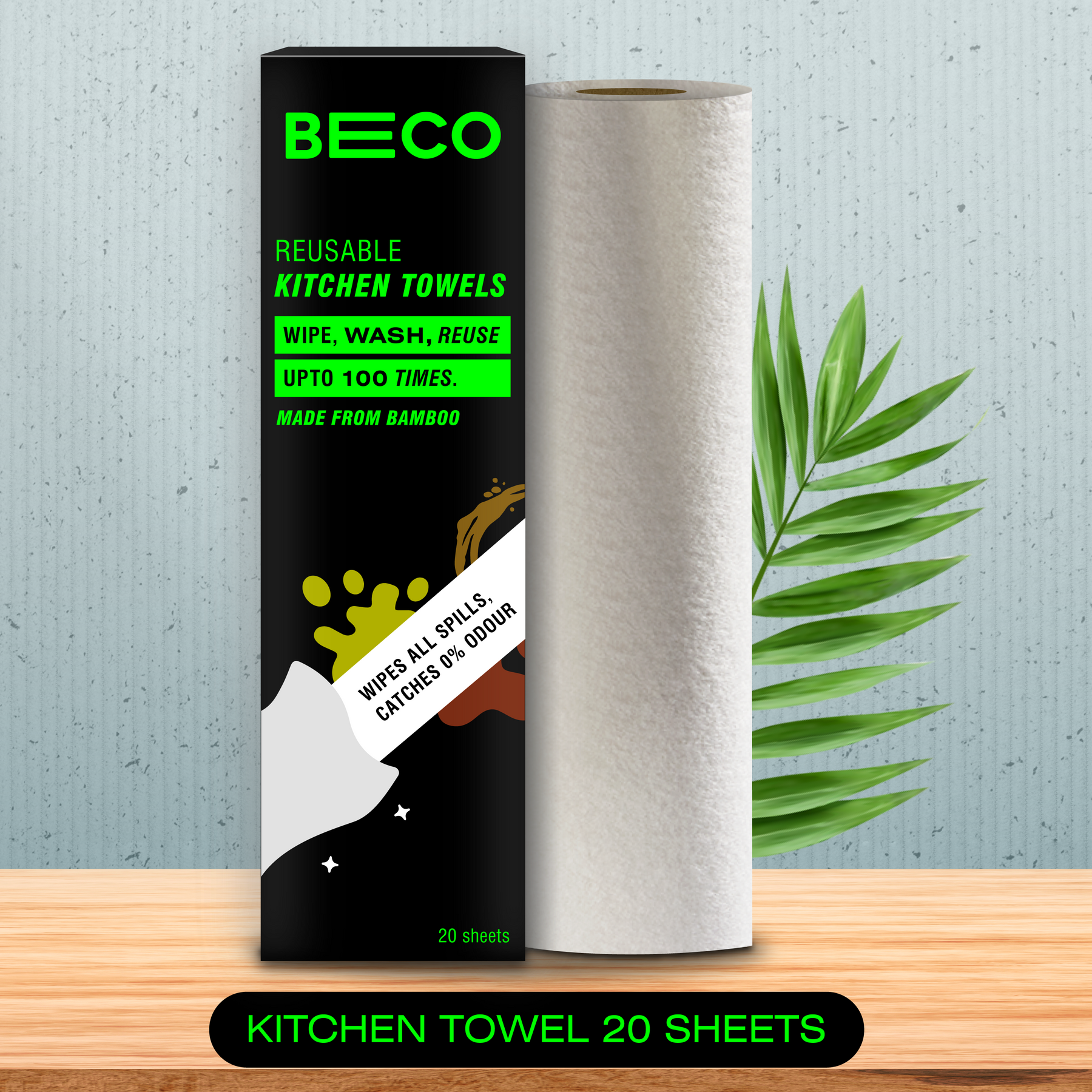 Reusable Bamboo Kitchen Towel - 20 Sheets