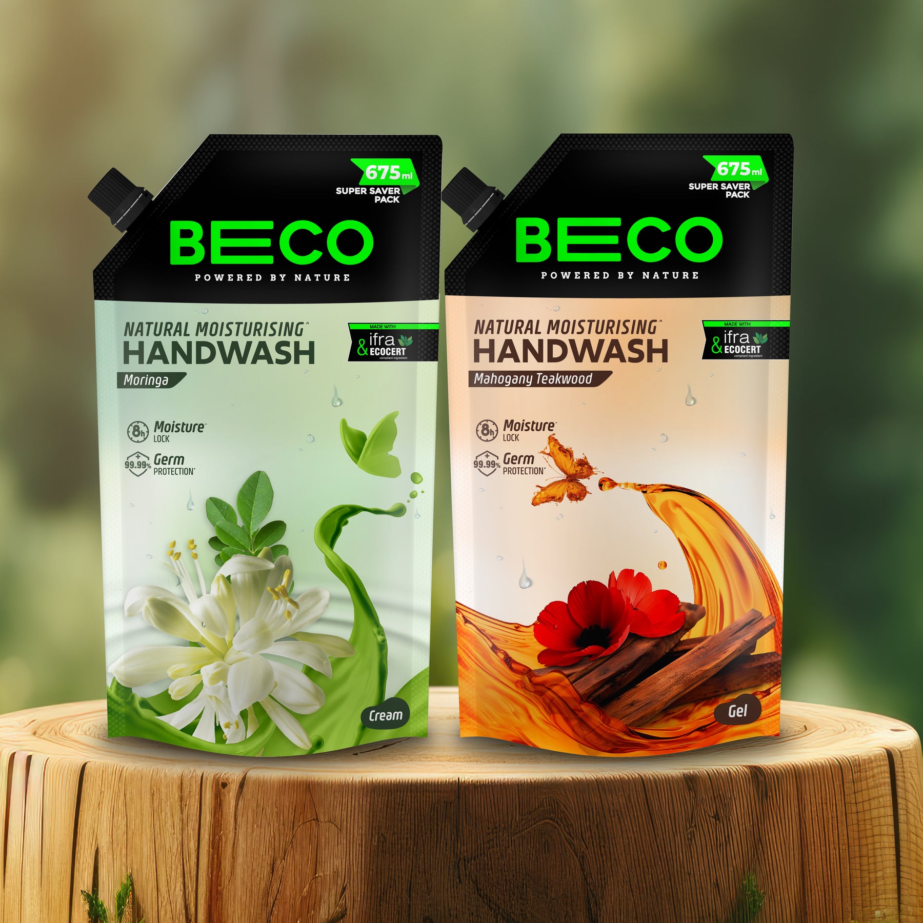 Handwash Combo Pack - Moringa + Mahogany Teakwood | 675+675 ml